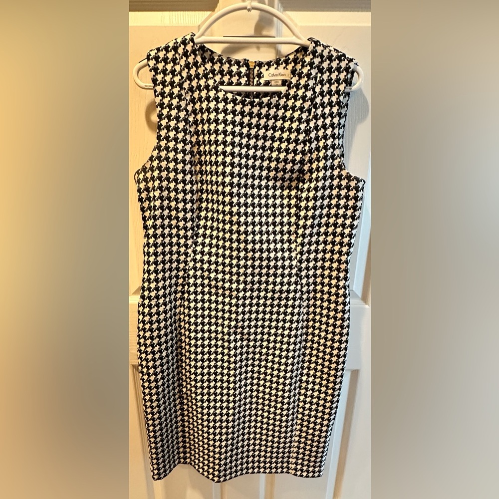 Calvin Klein Black and White Houndstooth Dress